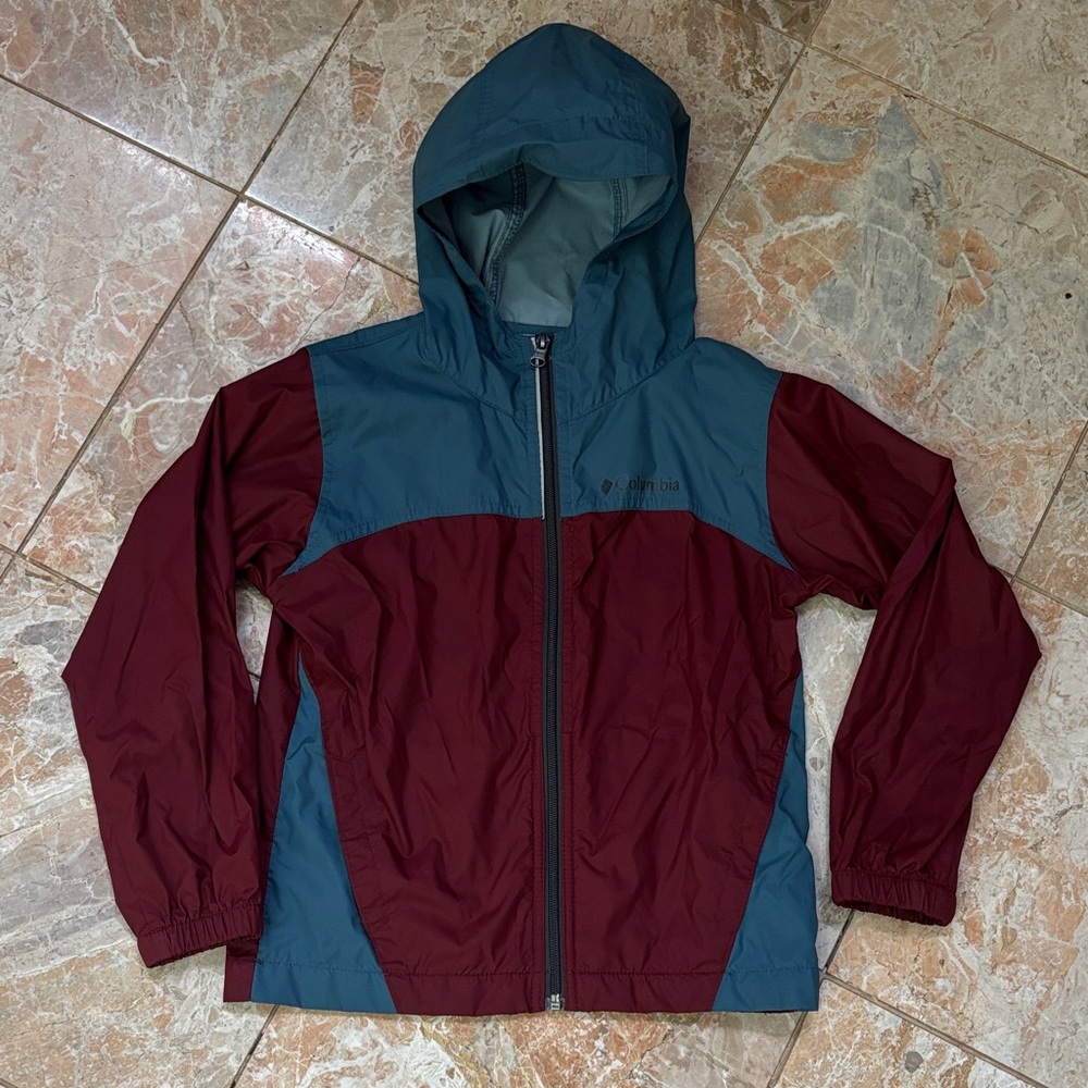 Columbia Burgundy and Blue Hooded Jacket